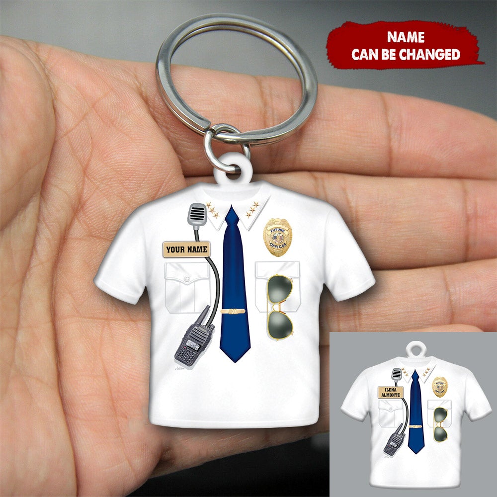 Personalized Police Uniform Acrylic Keychain
