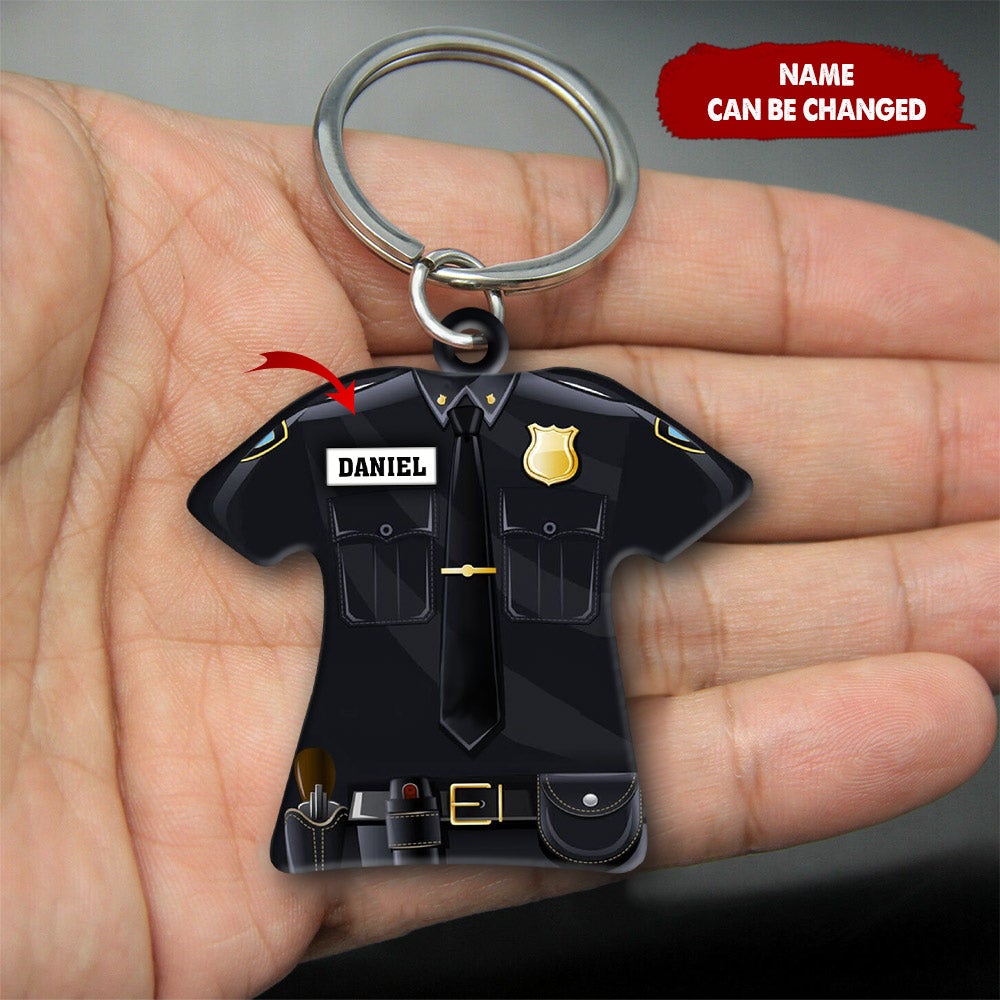 Personalized Police Uniform Acrylic Keychain