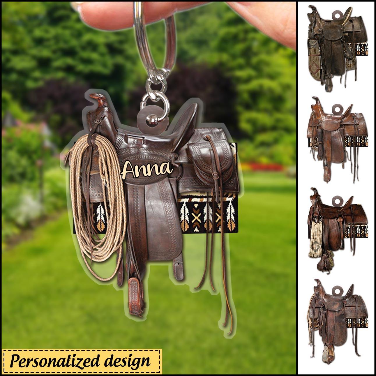 Personalized Acrylic Keychain & Ornament for Horse Lovers, Cowboy, Cowgirl, Name
