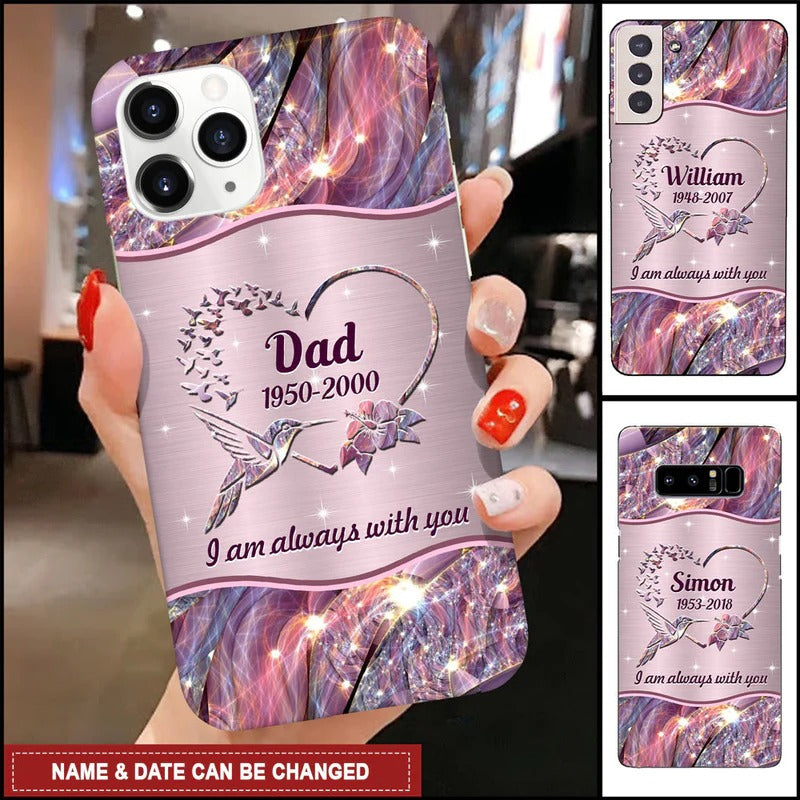 I Am Always with You Memorial Hummingbird Glass Phone Case