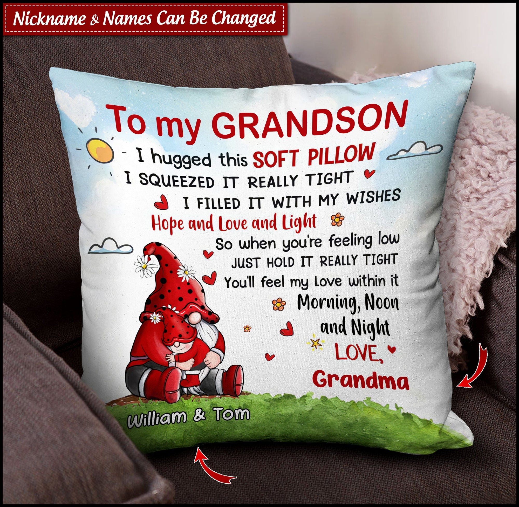Grandma- Mom doll with Granddaughter Grandson Personalized Pillowcase