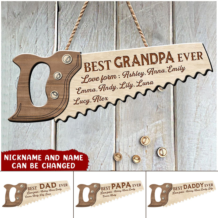 Best Grandpa, Dad, Daddy, Papa Ever Father's Day Personalized Shape Wooden Sign