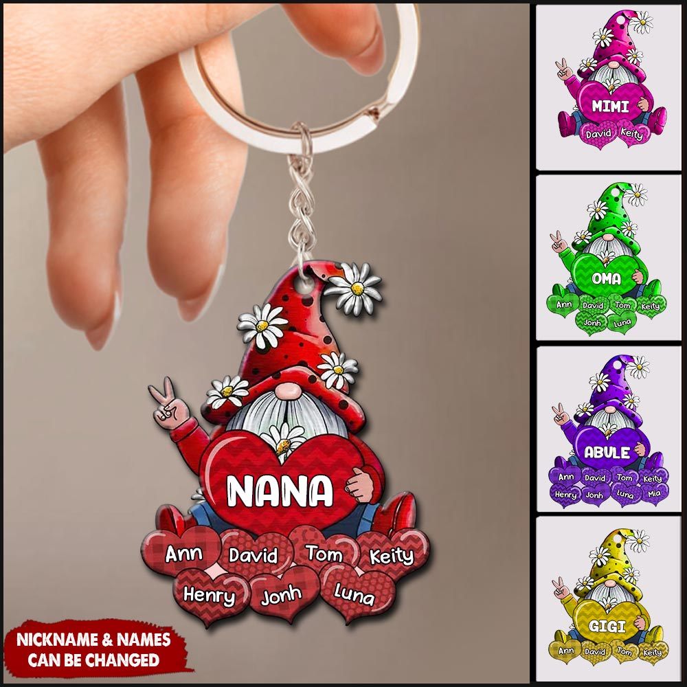 Colorful Grandma- Mom doll Loves Sweet Heart Kids Personalized Acrylic Keychain
