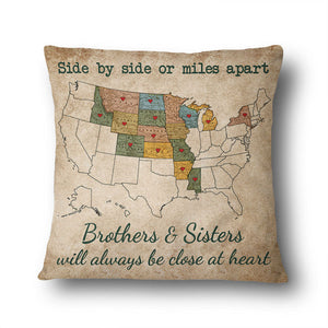 Side By Side Or Miles Apart - Family Gift - Personalized Custom Pillowcase