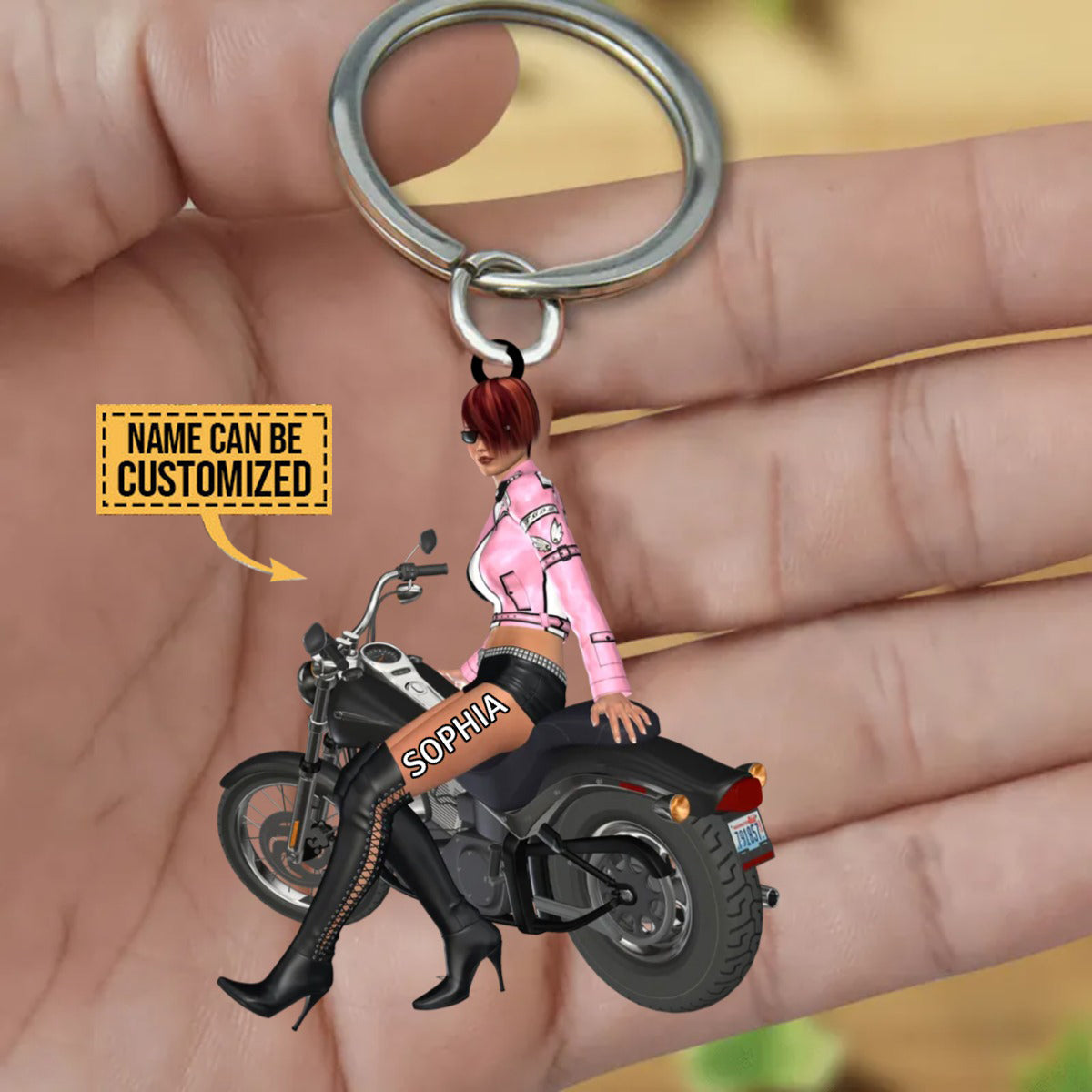 Female Biker Gift - Personalized Flat Acrylic Keychain