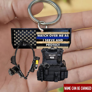 Police Uniform Husband Daddy Protector Hero Personalized Flat Keychain