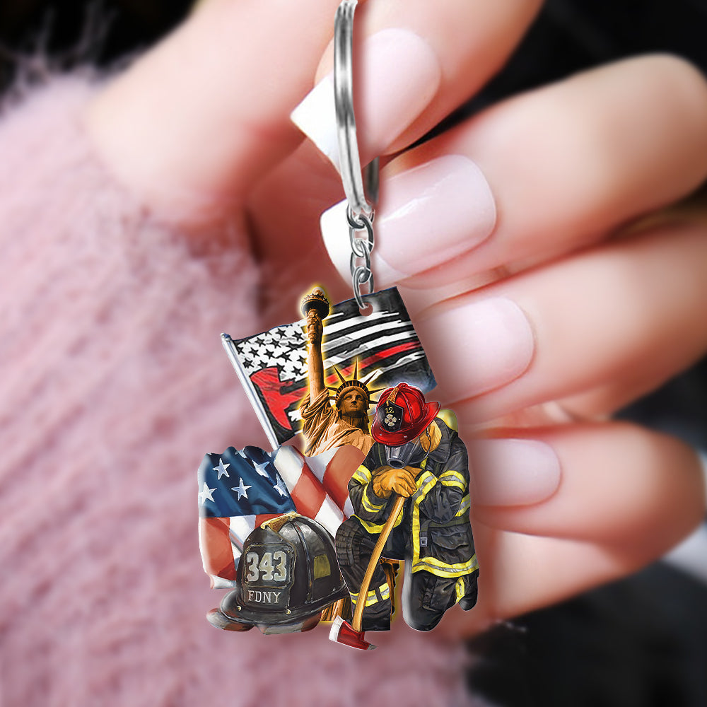 America Firefighter Proud Forever Special Gift - Personalized Keychain