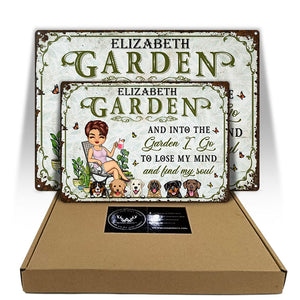 And Into The Garden I Go Gardening Dog Lovers - Garden Sign - Personalized Custom Classic Metal Signs