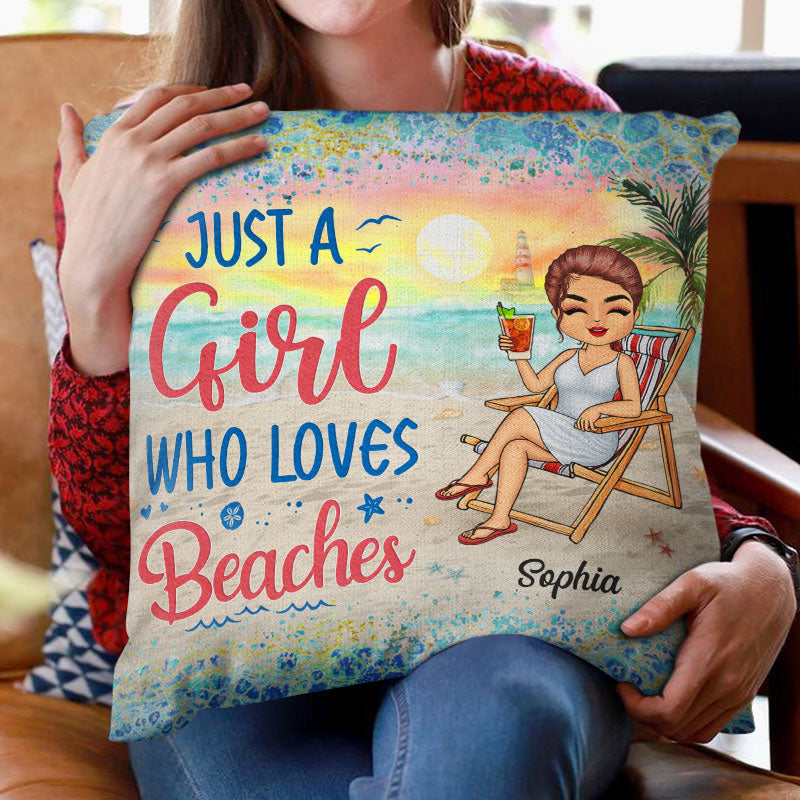 Some Girls Are Just Born With The Beach In Their Souls - Personalized Custom Pillow