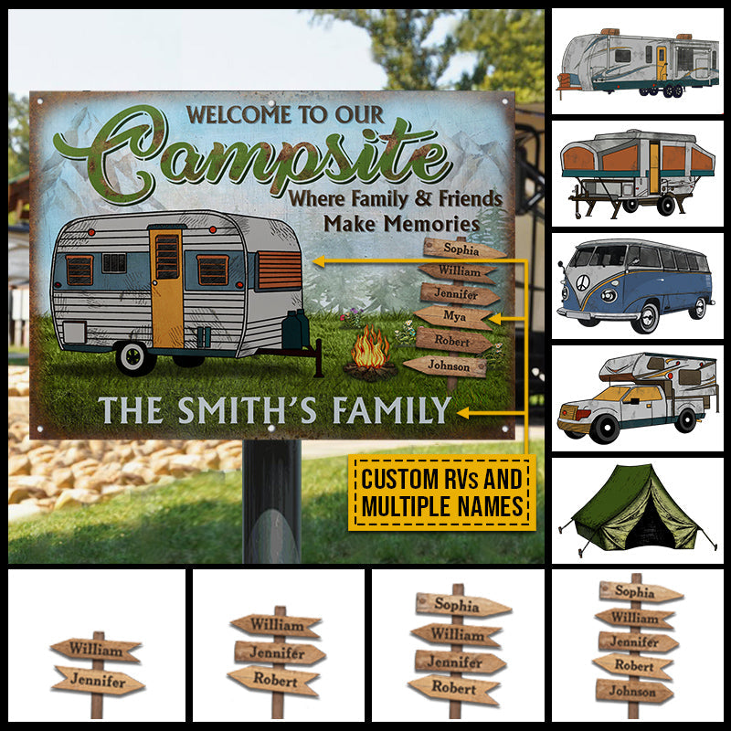 Camping Welcome To Our Campsite Custom Classic Metal Signs
