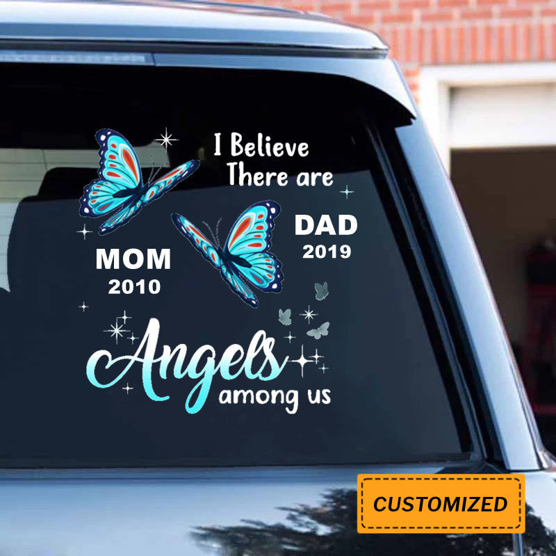 Angels Among Us Butterfly Memorial Personalized Car Sticker