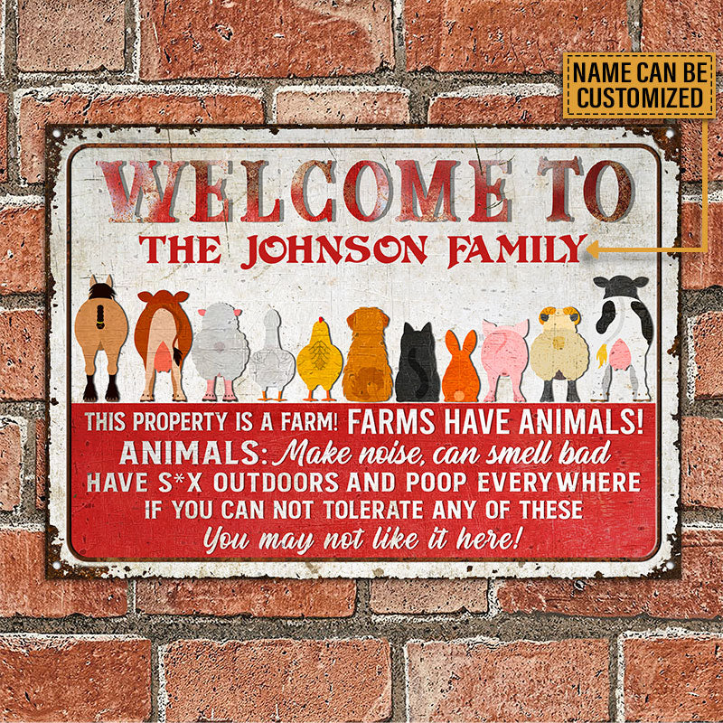 Farm Animals This Property Is A Farm Everywhere Custom Classic Metal Signs