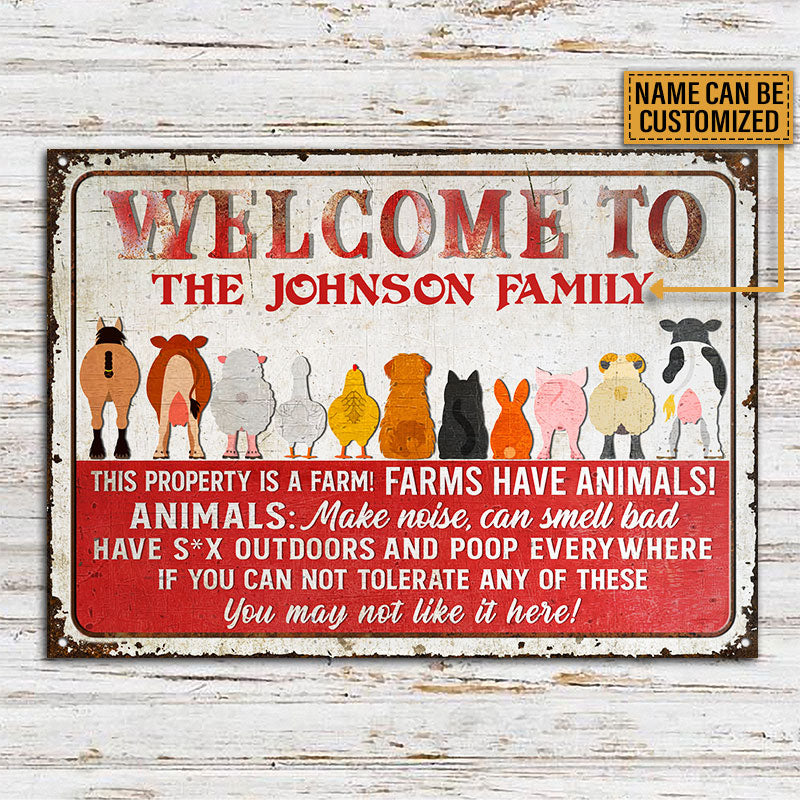 Farm Animals This Property Is A Farm Everywhere Custom Classic Metal Signs