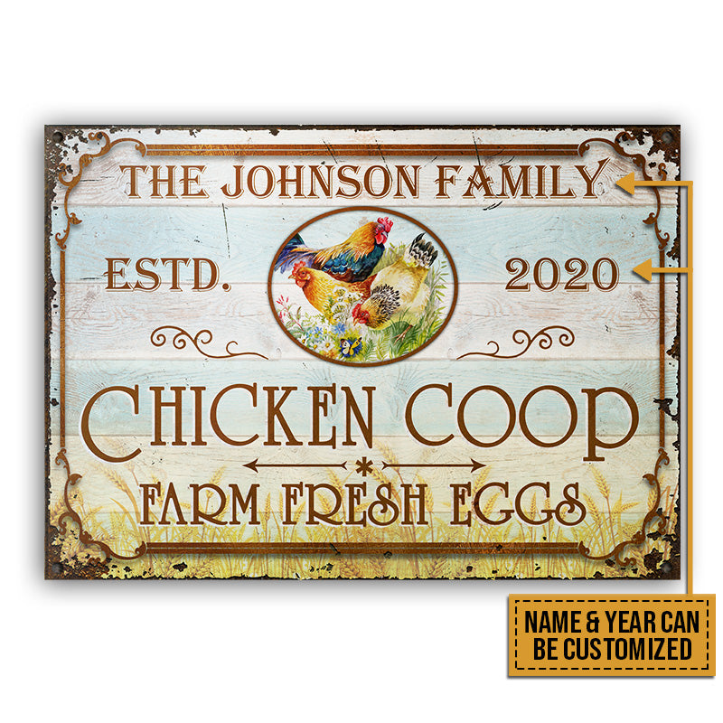 Farm Chicken Coop Fresh Eggs Custom Classic Metal Signs, Farm Sign, Chicken Coop, Farm Decor
