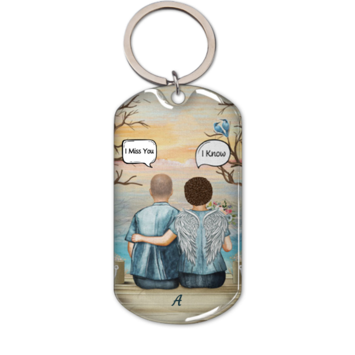 Still Talk About You Widow Middle Aged Couple - Memorial Gift - Personalized Custom Stainless Steel Keychain