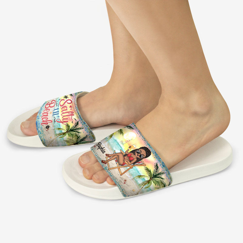 Just A Girl Who Loves Beaches - Personalized Custom Slide Sandals