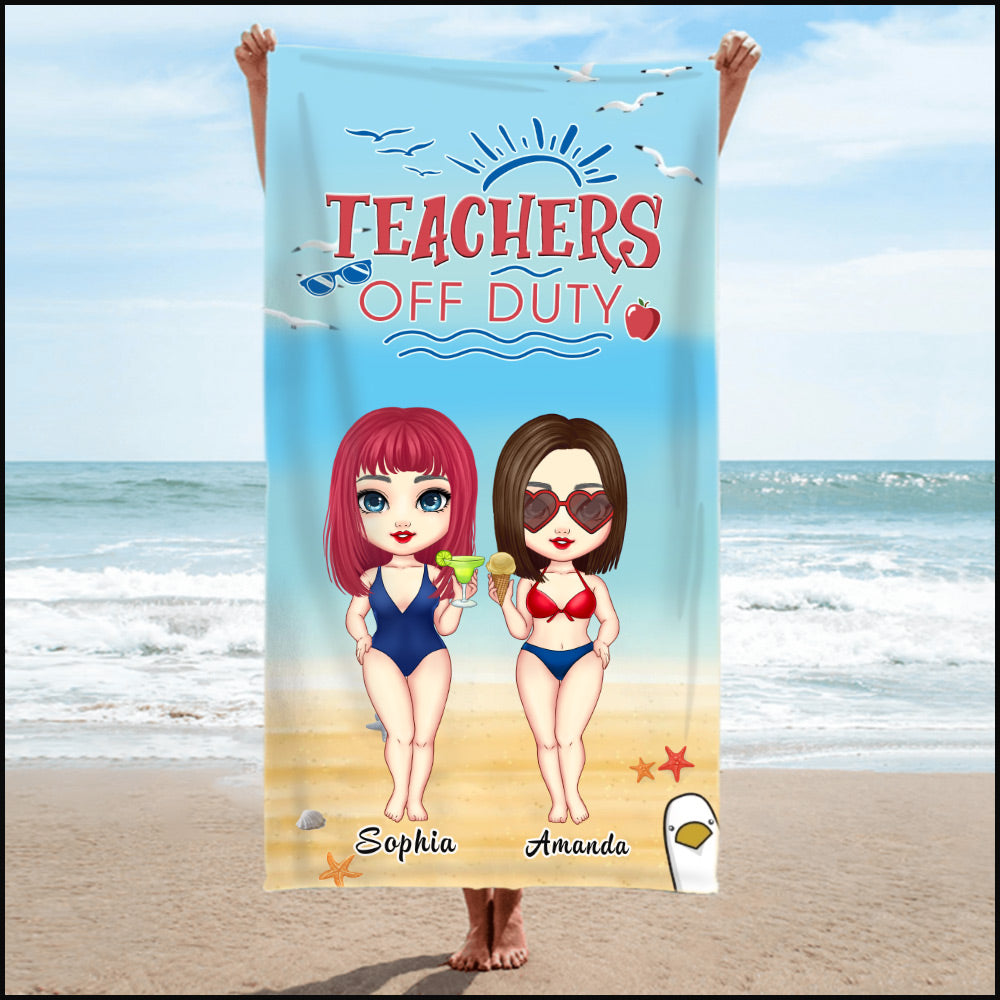 Teacher Off Duty Beaching Not Teaching Summer Personalized Beach Towel