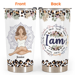 I Am Strong Beautiful - Personalized Tumbler Cup - Gift For Yoga Lover