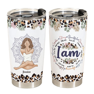 I Am Strong Beautiful - Personalized Tumbler Cup - Gift For Yoga Lover