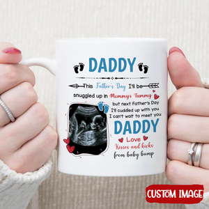 Personalized Gift For Future Daddy I Can't Wait To Meet You Mugs