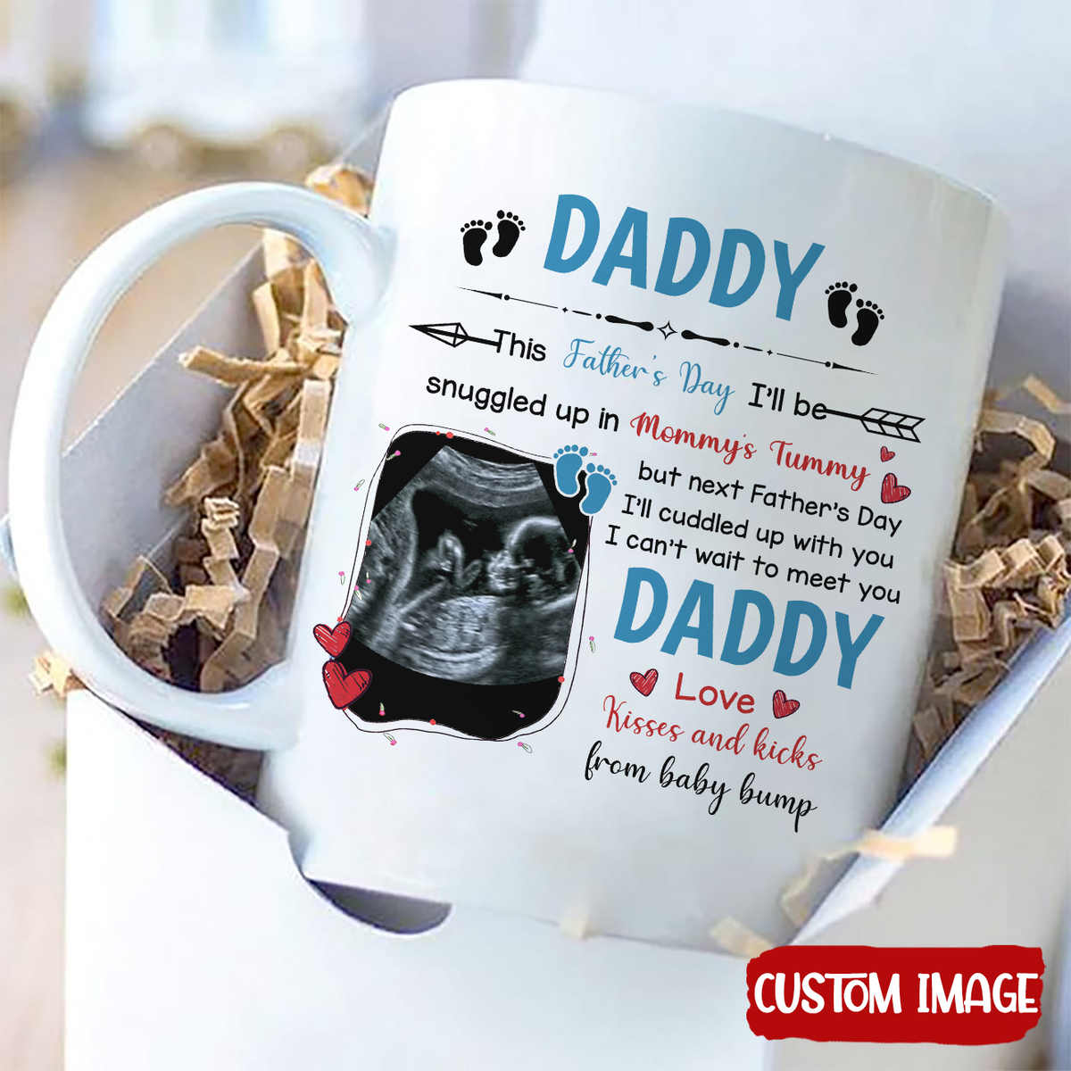Personalized Gift For Future Daddy I Can't Wait To Meet You Mugs
