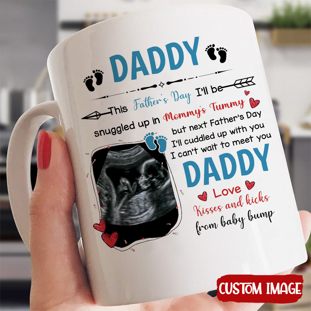 Personalized Gift For Future Daddy I Can't Wait To Meet You Mugs
