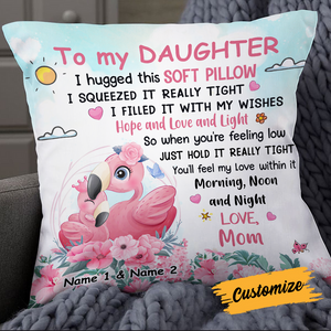 Personalized Flamingo Mom Grandma Daughter Granddaughter Pillowcase