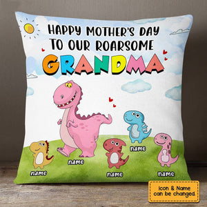 Personalized Mother's Day Gift Mom Grandma Dinosaur Pillowcase