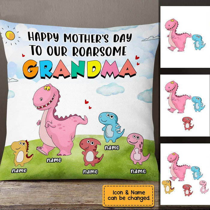 Personalized Mother's Day Gift Mom Grandma Dinosaur Pillowcase