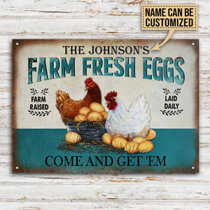 Personalized Chicken Farm Raised Laid Daily Customized Classic Metal Signs