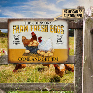 Personalized Chicken Farm Raised Laid Daily Customized Classic Metal Signs