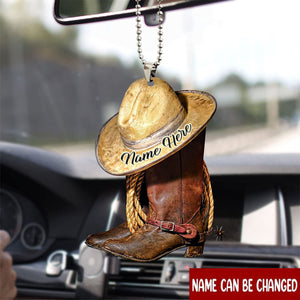 Personalized Cowboy Boots Car Hanging Ornament