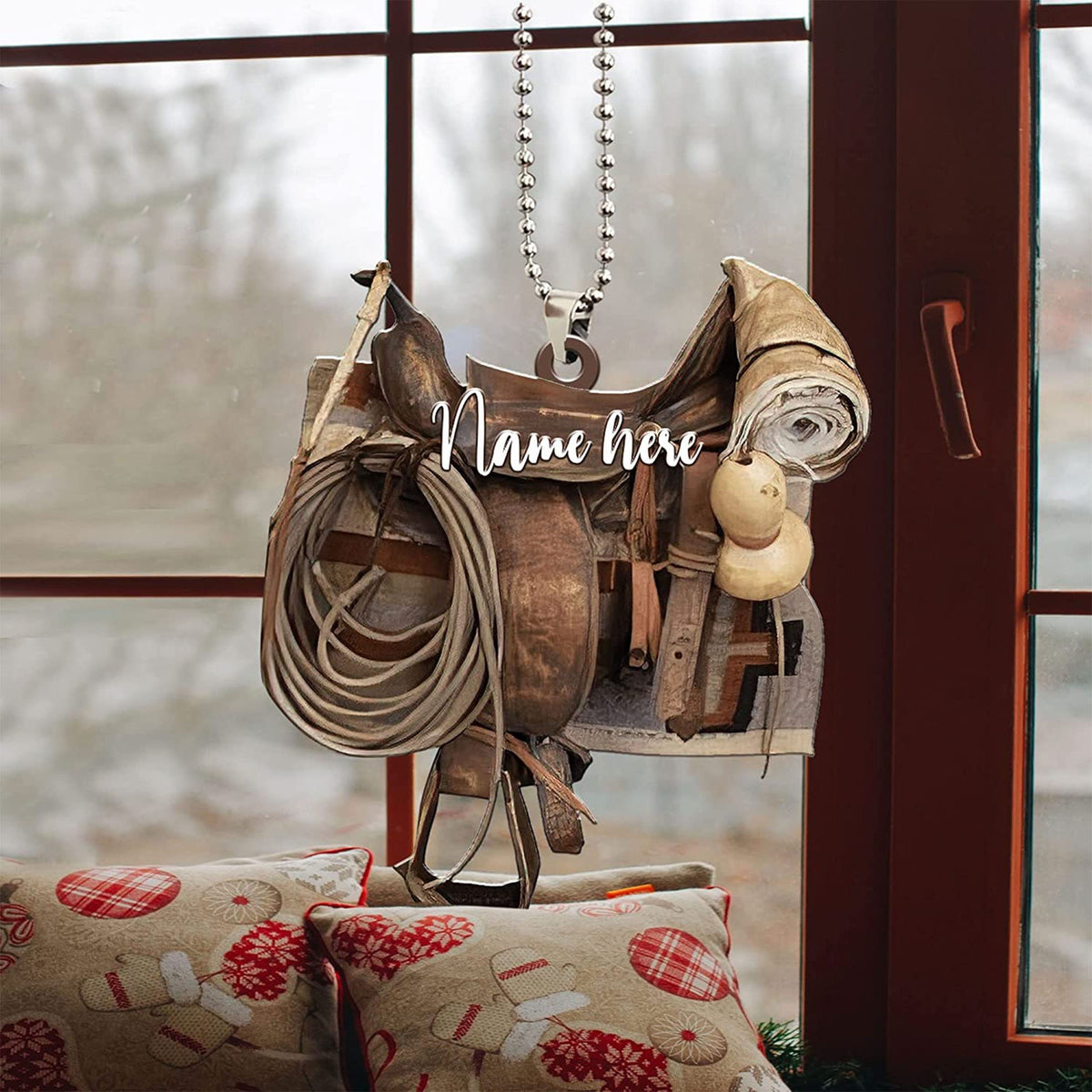 Personalized Horse Lover Saddle Cowboy Hanging Ornament