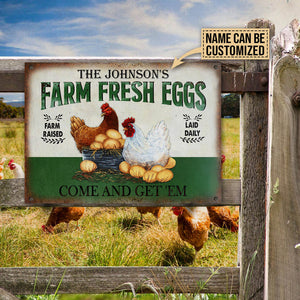 Personalized Chicken Farm Raised Laid Daily Customized Classic Metal Signs