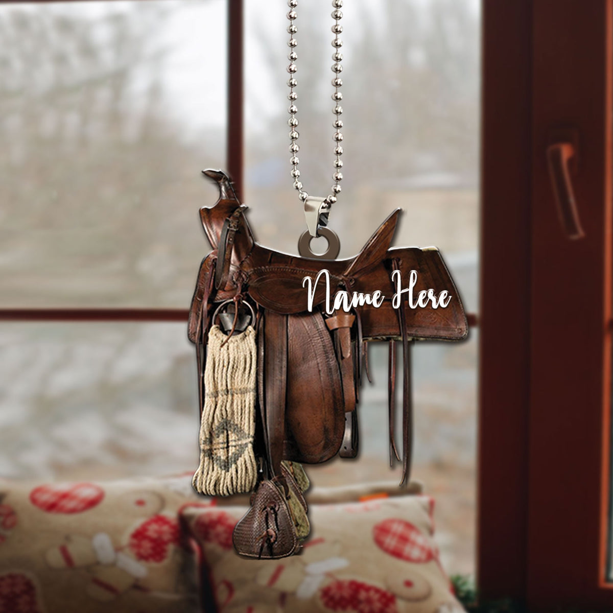 Personalized Horse Lover Saddle Cowboy Car Hanging Ornament