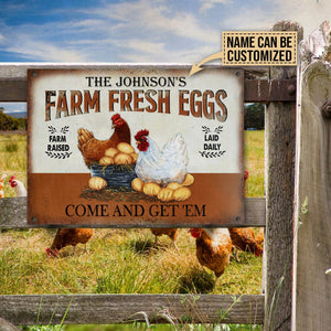 Personalized Chicken Farm Raised Laid Daily Customized Classic Metal Signs