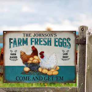 Personalized Chicken Farm Raised Laid Daily Customized Classic Metal Signs