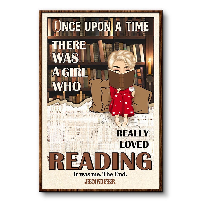 Reading Chibi Girl Once Upon A Time - Personalized Custom Poster