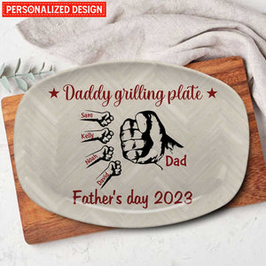 Daddy Grilling Platter Personalized Hands To Hands Father's day Gift For Grandpa Daddy Papa
