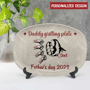 Daddy Grilling Platter Personalized Hands To Hands Father's day Gift For Grandpa Daddy Papa
