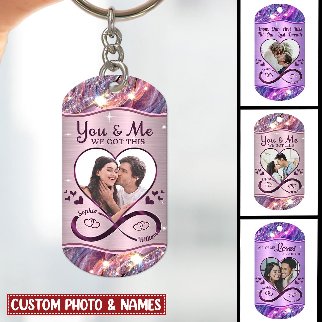 You & Me We Got This Custom Couple Photo Personalized Dog Tag Keychain
