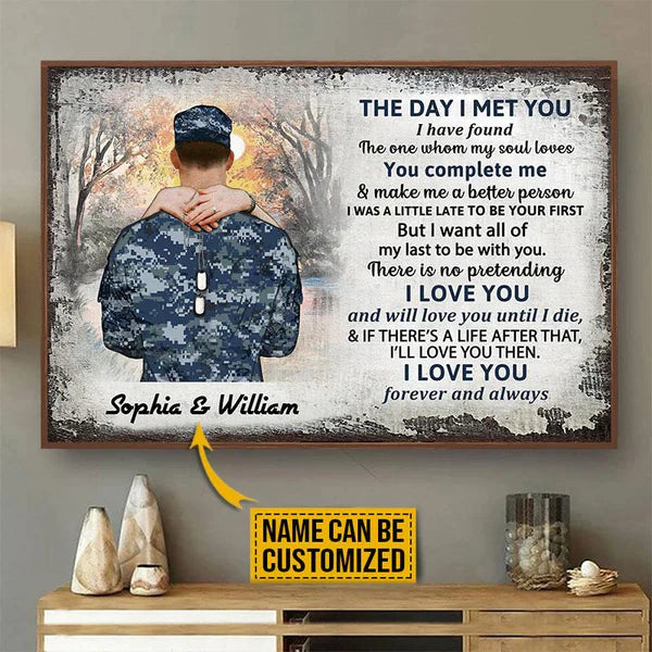 Personalized Navy Couple The Day I Met Poster