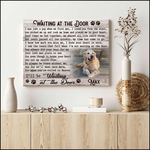 Custom Canvas Prints Personalized Memorial Pet Photo Waiting at the door Poster