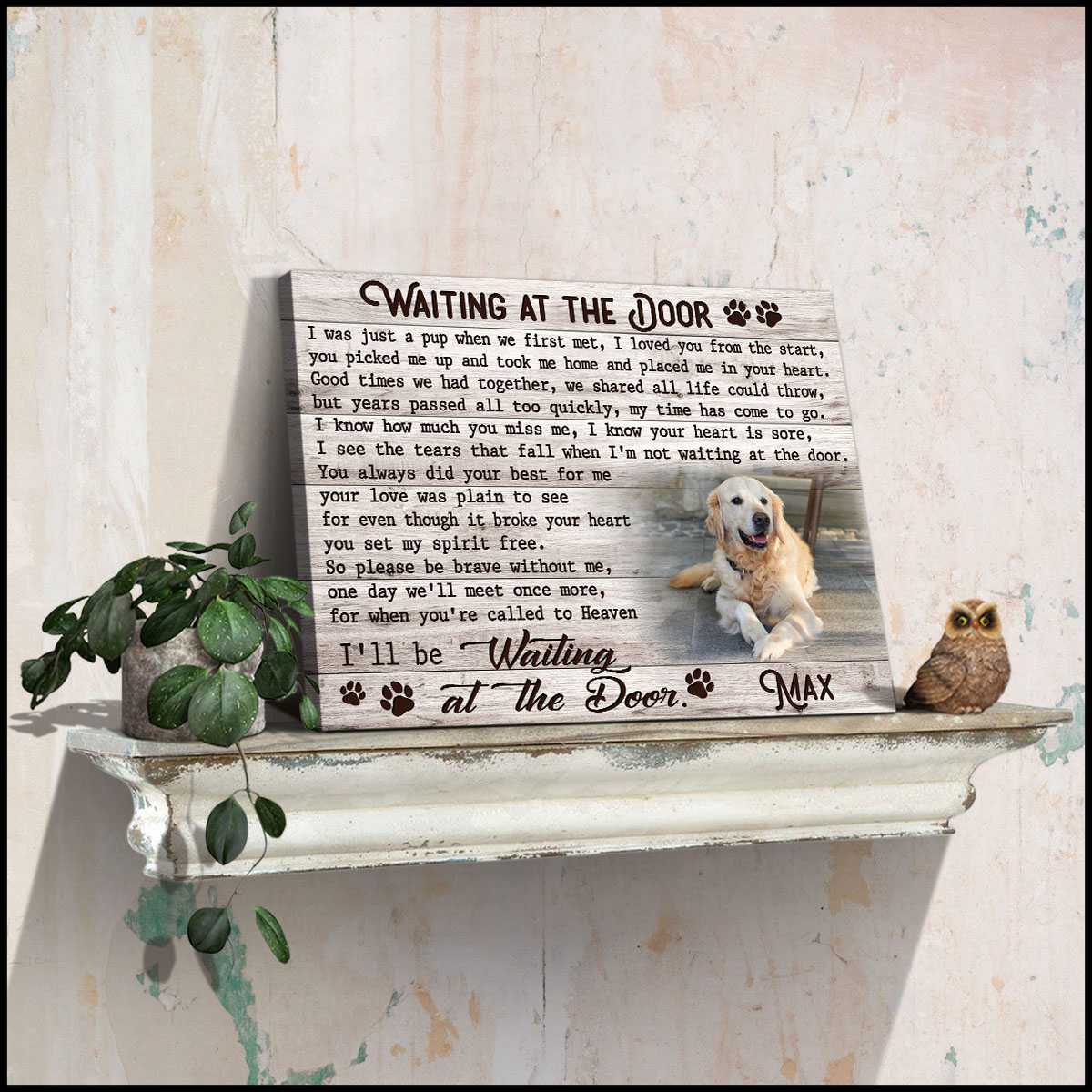 Custom Canvas Prints Personalized Memorial Pet Photo Waiting at the door Poster