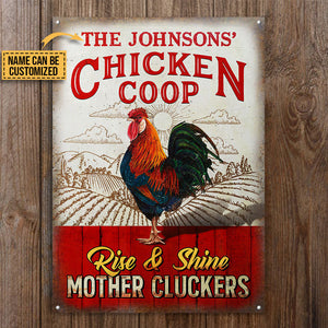 Personalized Chicken Coop Rise And Shine Vertical Custom Classic Metal Signs