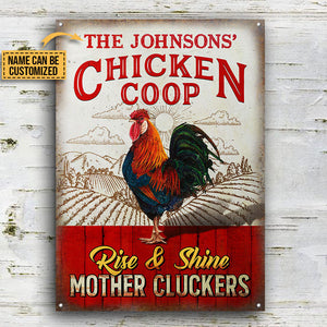 Personalized Chicken Coop Rise And Shine Vertical Custom Classic Metal Signs