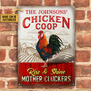 Personalized Chicken Coop Rise And Shine Vertical Custom Classic Metal Signs