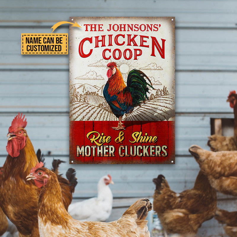 Personalized Chicken Coop Rise And Shine Vertical Custom Classic Metal Signs