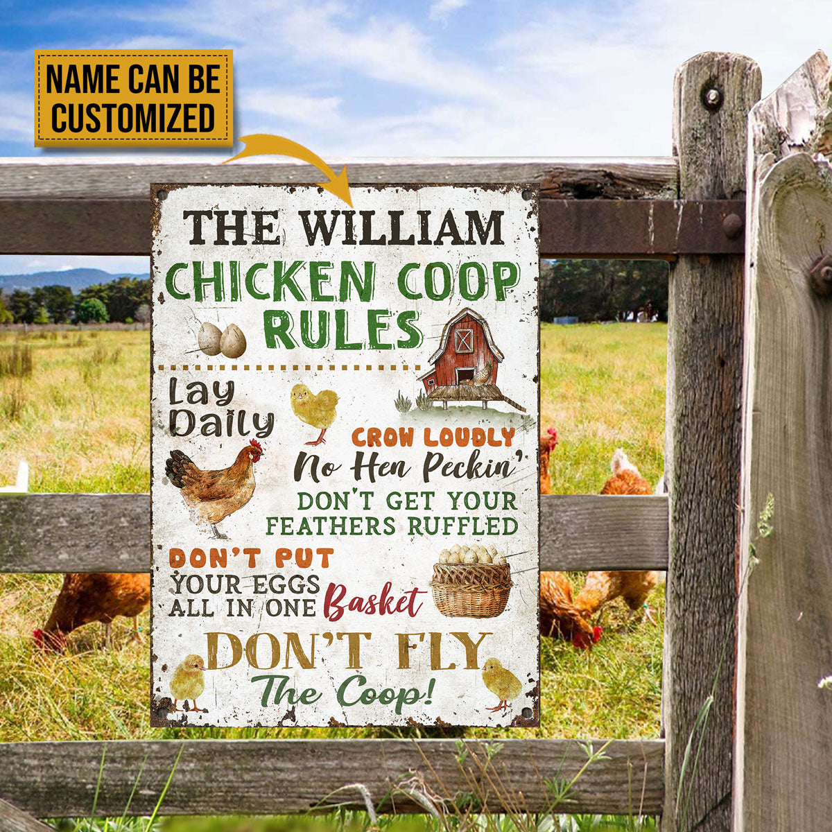 Personalized Chicken Coop Rules Customized Classic Metal Signs