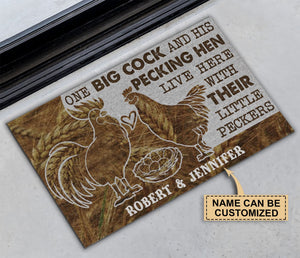 Personalized Chicken Couple Live Here Doormat